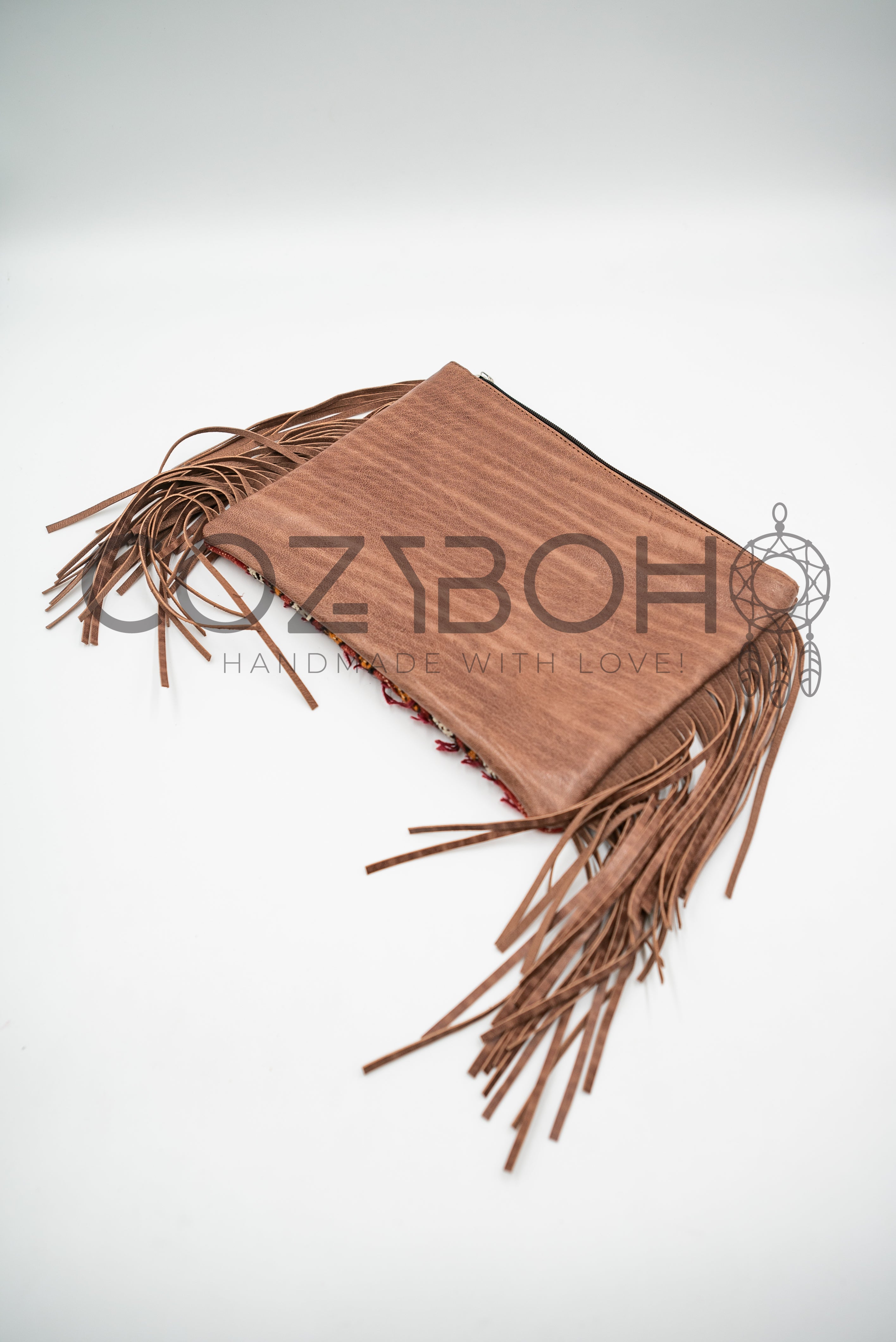 CozyBoho™ Leather Kilim Clutch bag