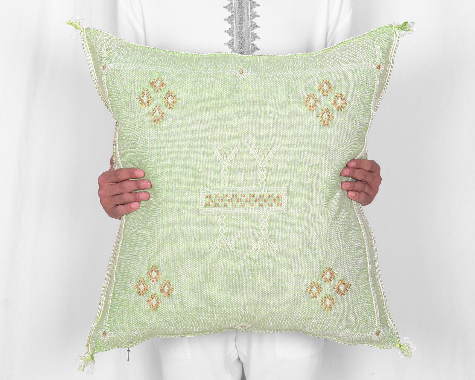 Moroccan Pillow Sabra Cushion Cover Cactus Silk 22"x22"