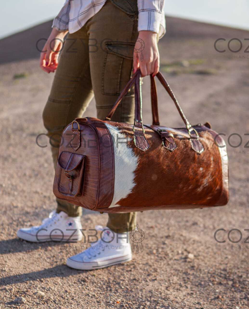CozyBoho™ Goat Leather Duffel Bag