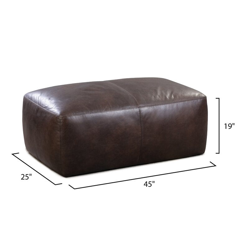 CozyBoho™ Square Leather Pouf Dark Brown