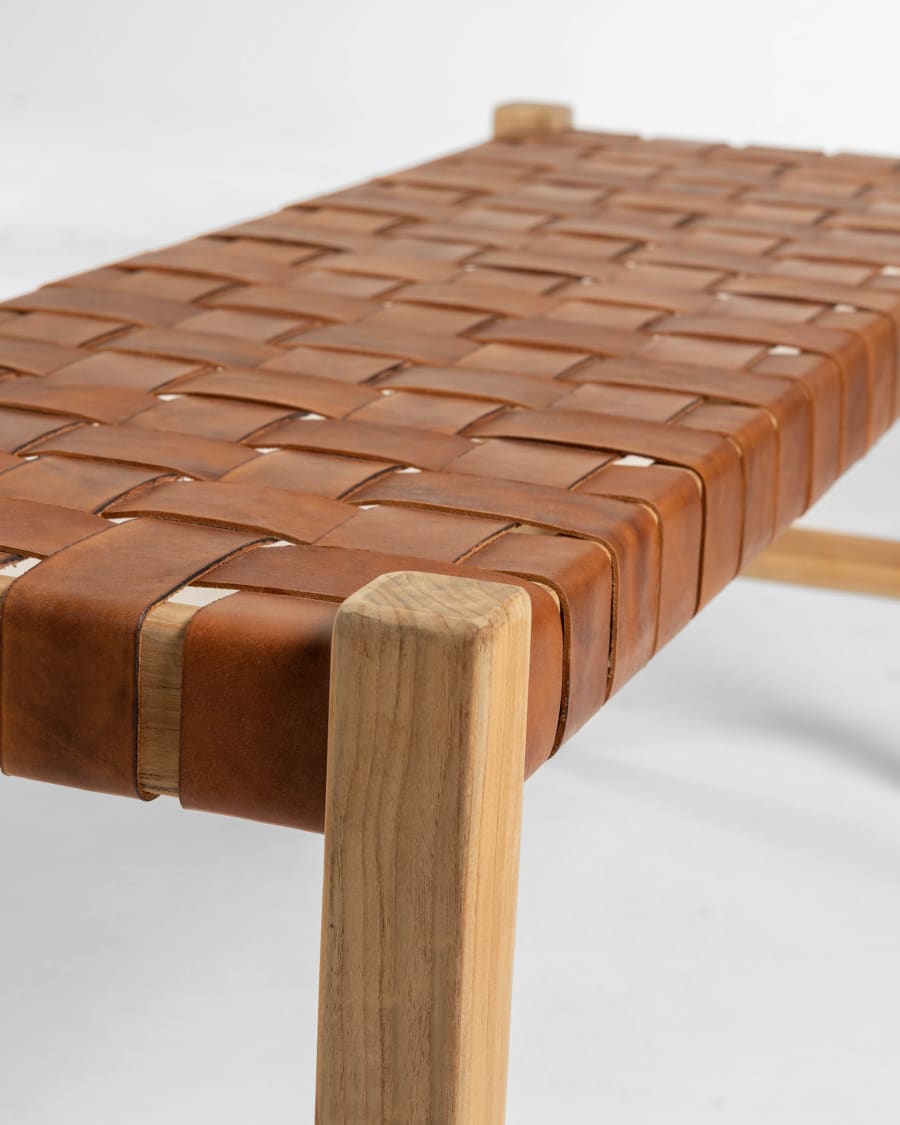 BENCH In Wood And Braided Leather