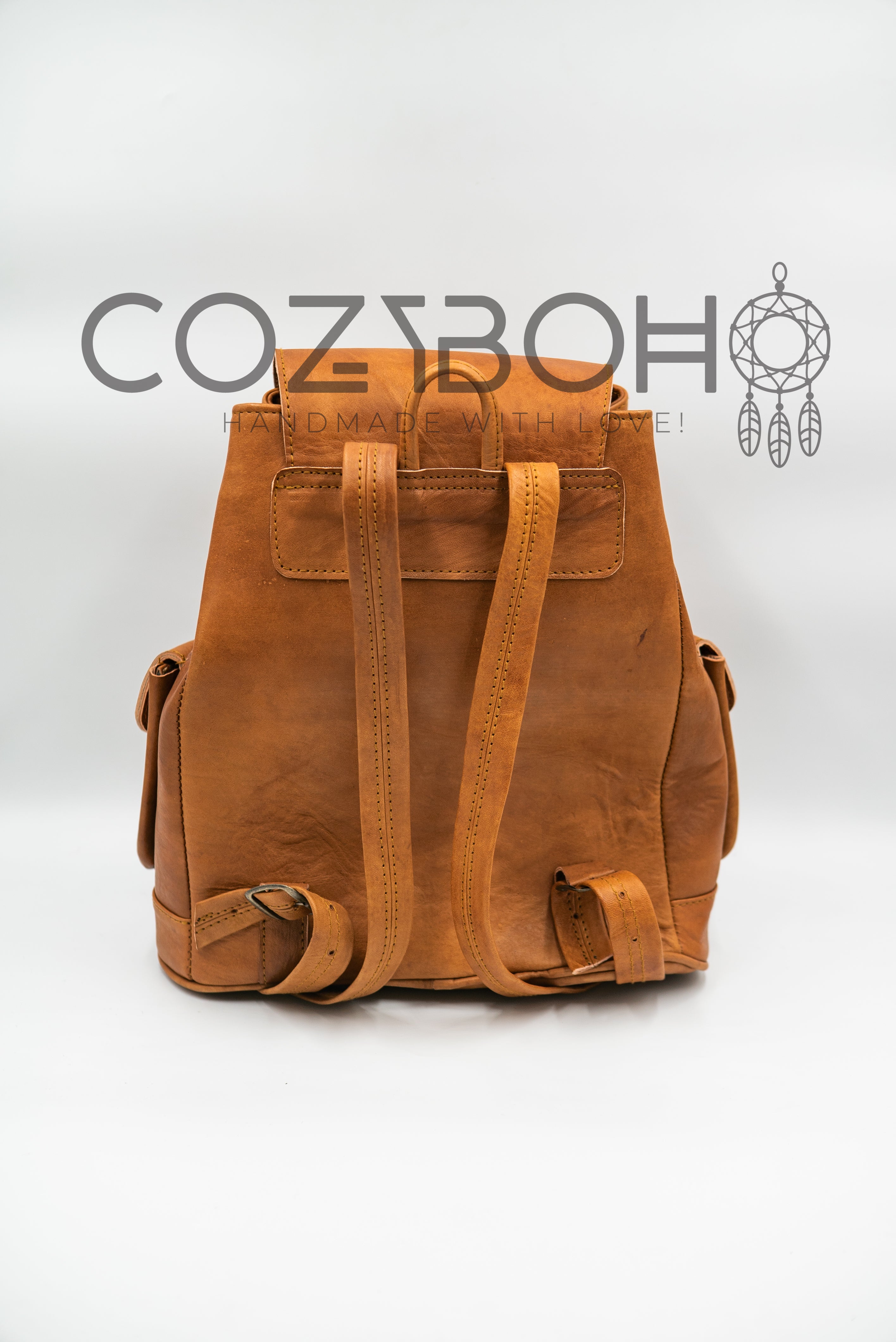 CozyBoho™ Cognac Leather Rucksack