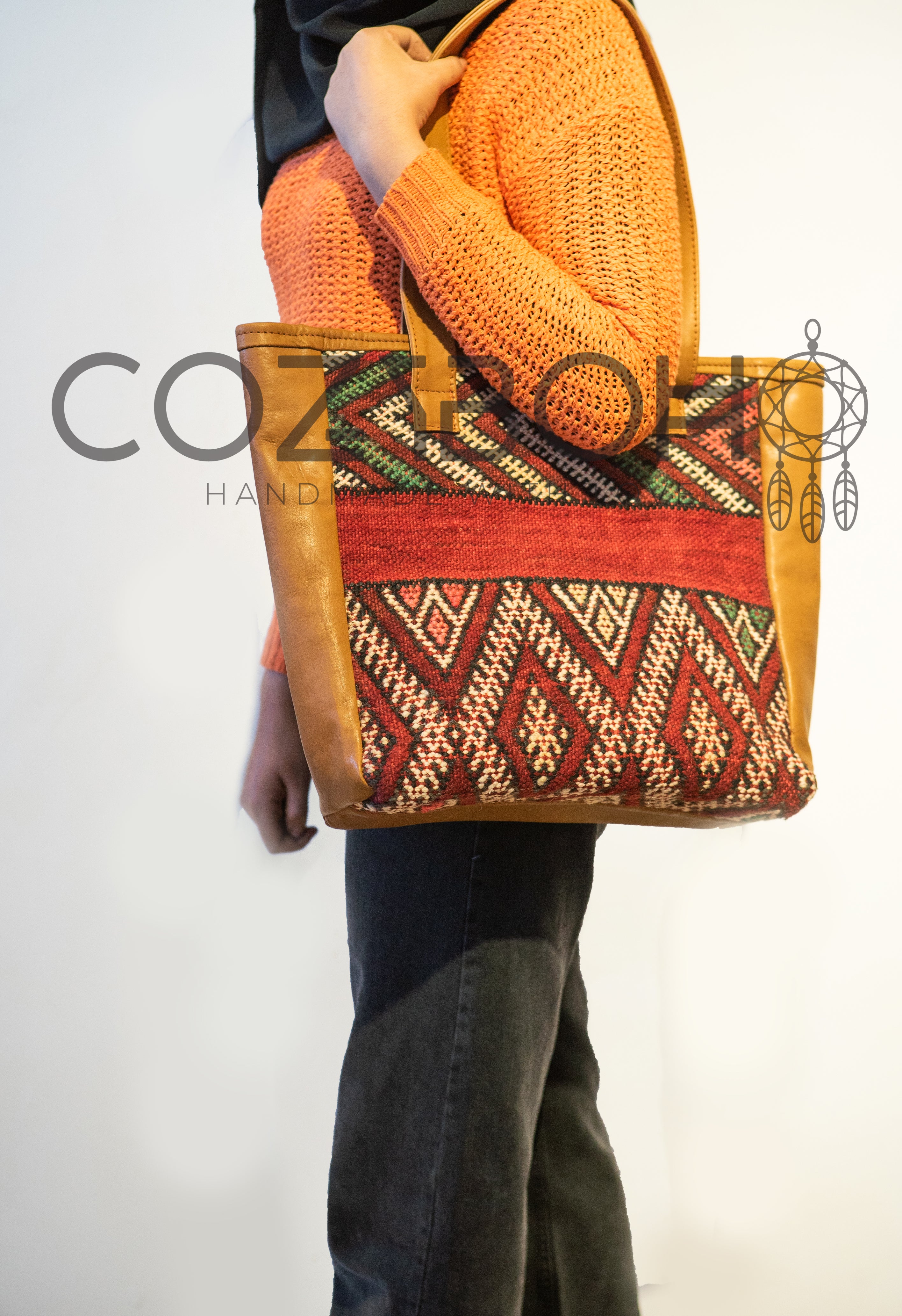 CozyBoho™ Moroccan Leather Tote Bag CB0013