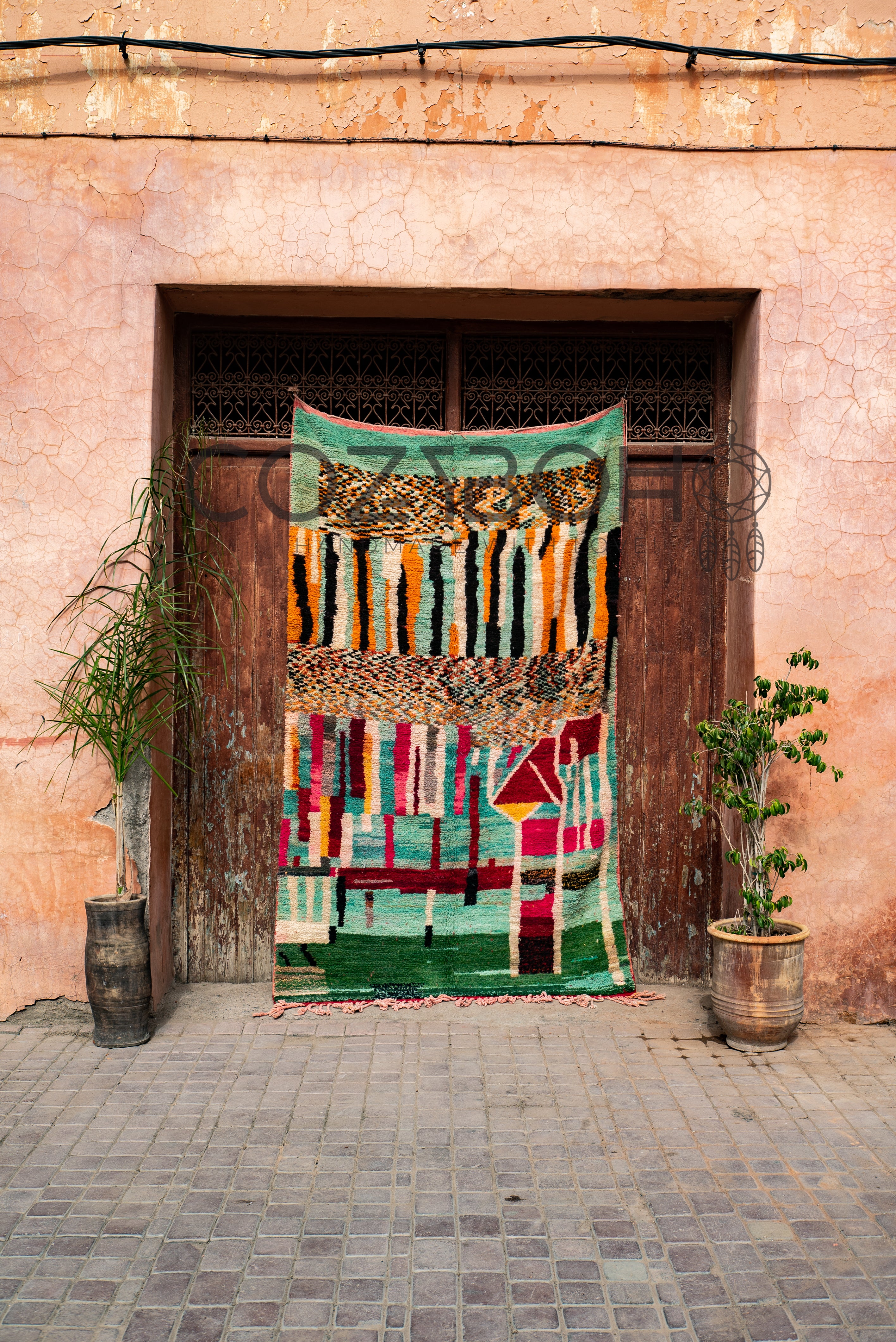 Vintage Moroccan Rug, Vintage Boujaad Rug, 5 x 8.48 ft