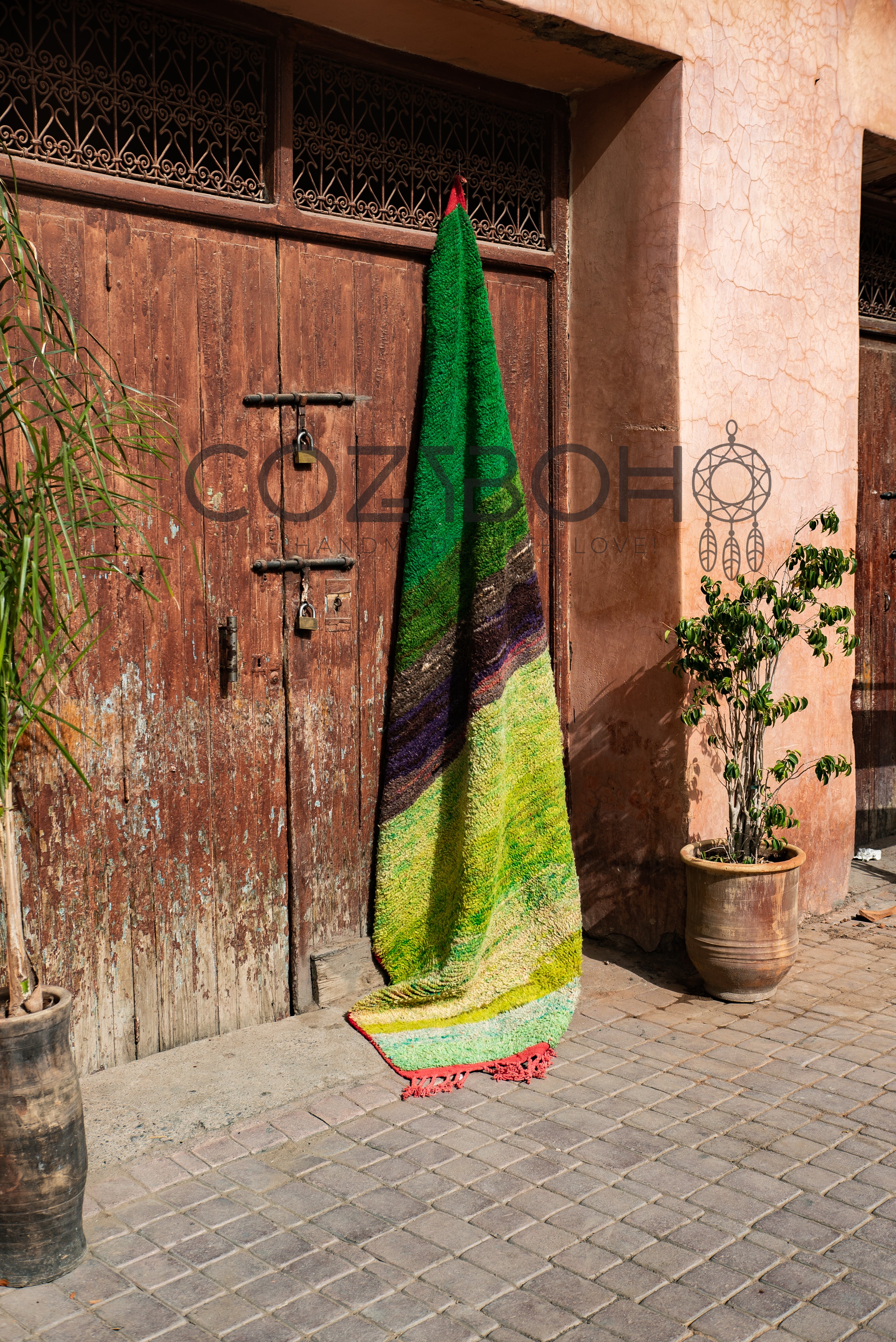 Vintage Moroccan Rug, Vintage Boujaad Rug, 5 x 8.72 ft