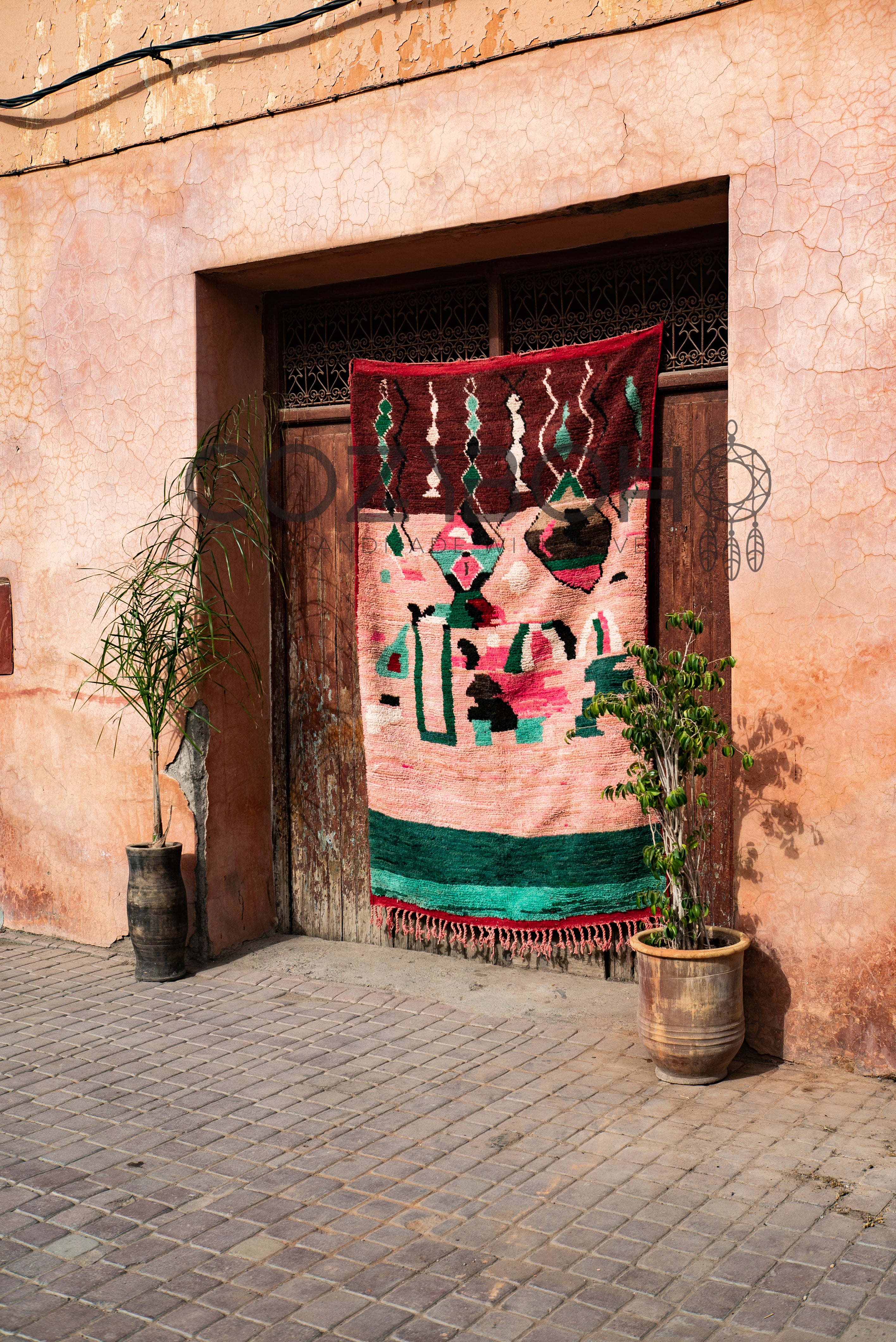 Vintage Moroccan Rug, Vintage Boujaad Rug, 4.8 x 7.7 ft