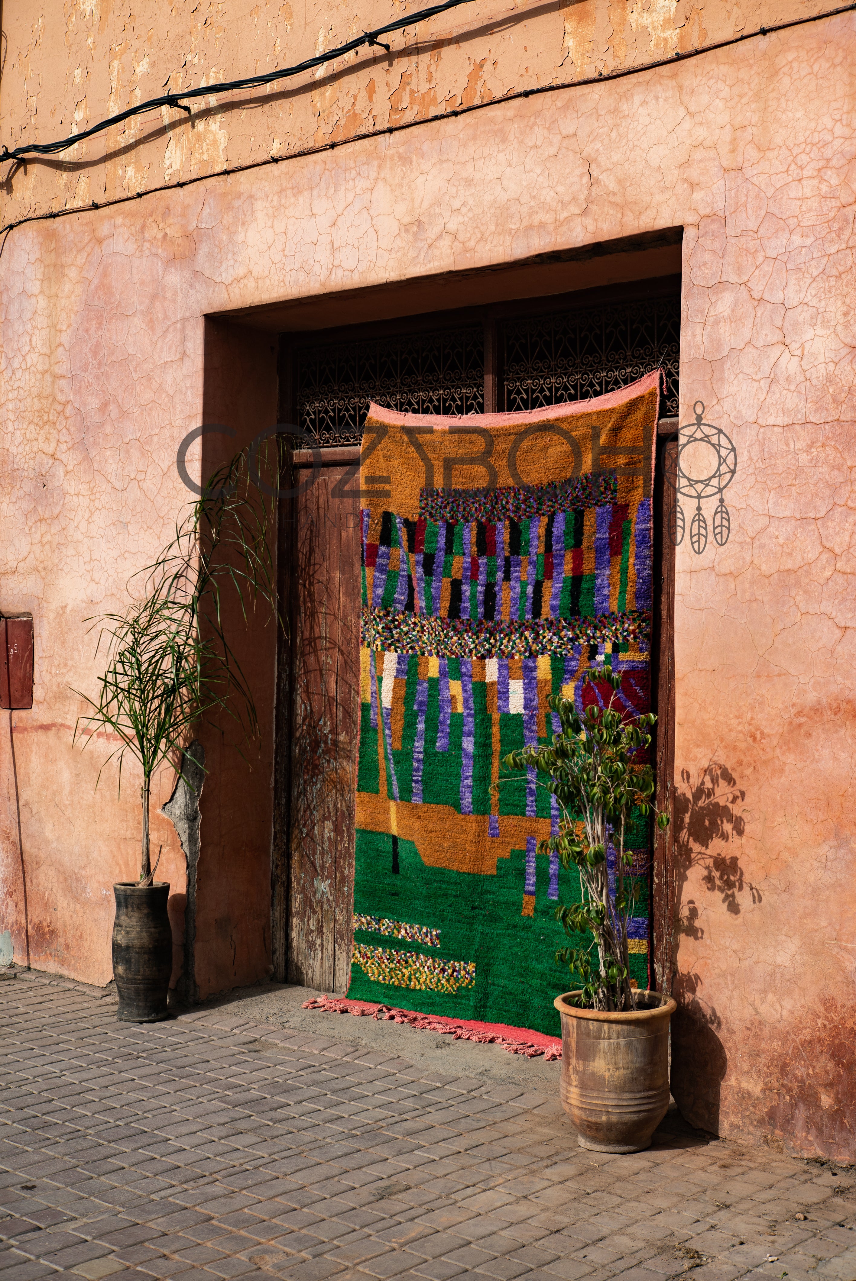 Vintage Moroccan Rug, Vintage Boujaad Rug, 4.95 x 7.2 ft