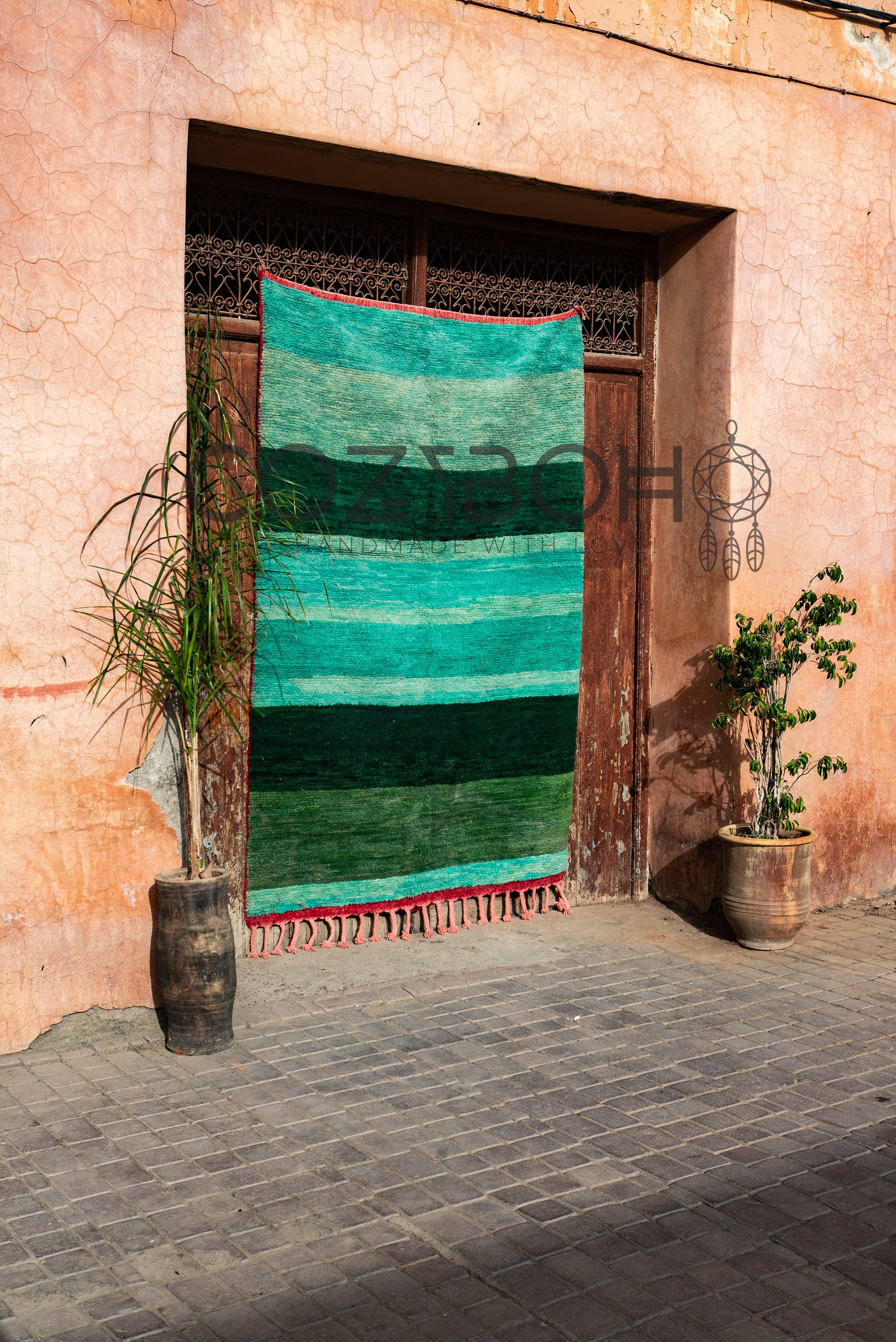 Vintage Moroccan Rug, Vintage Boujaad Rug, 5.2 x 8.8 ft