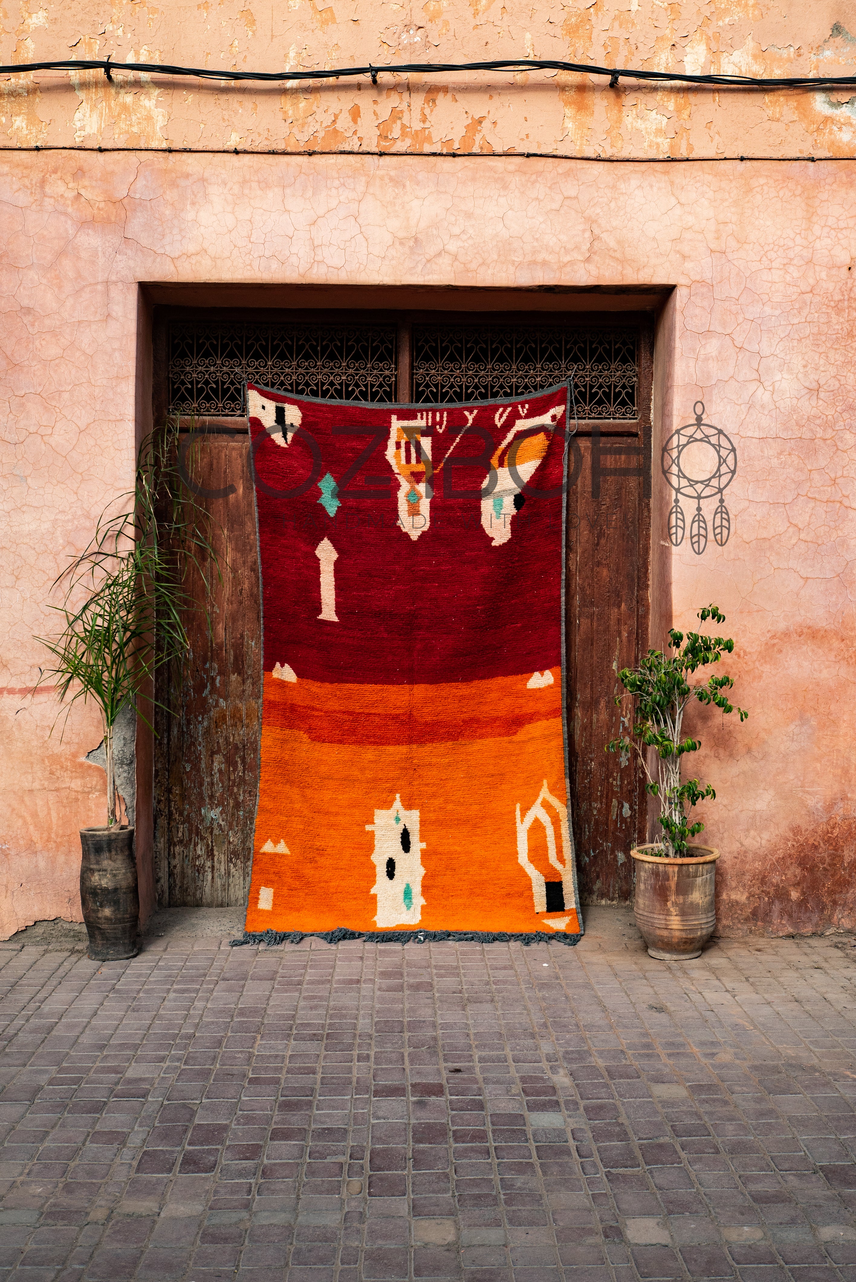 Vintage Moroccan Rug, Vintage Boujaad Rug, 5 x 8 ft