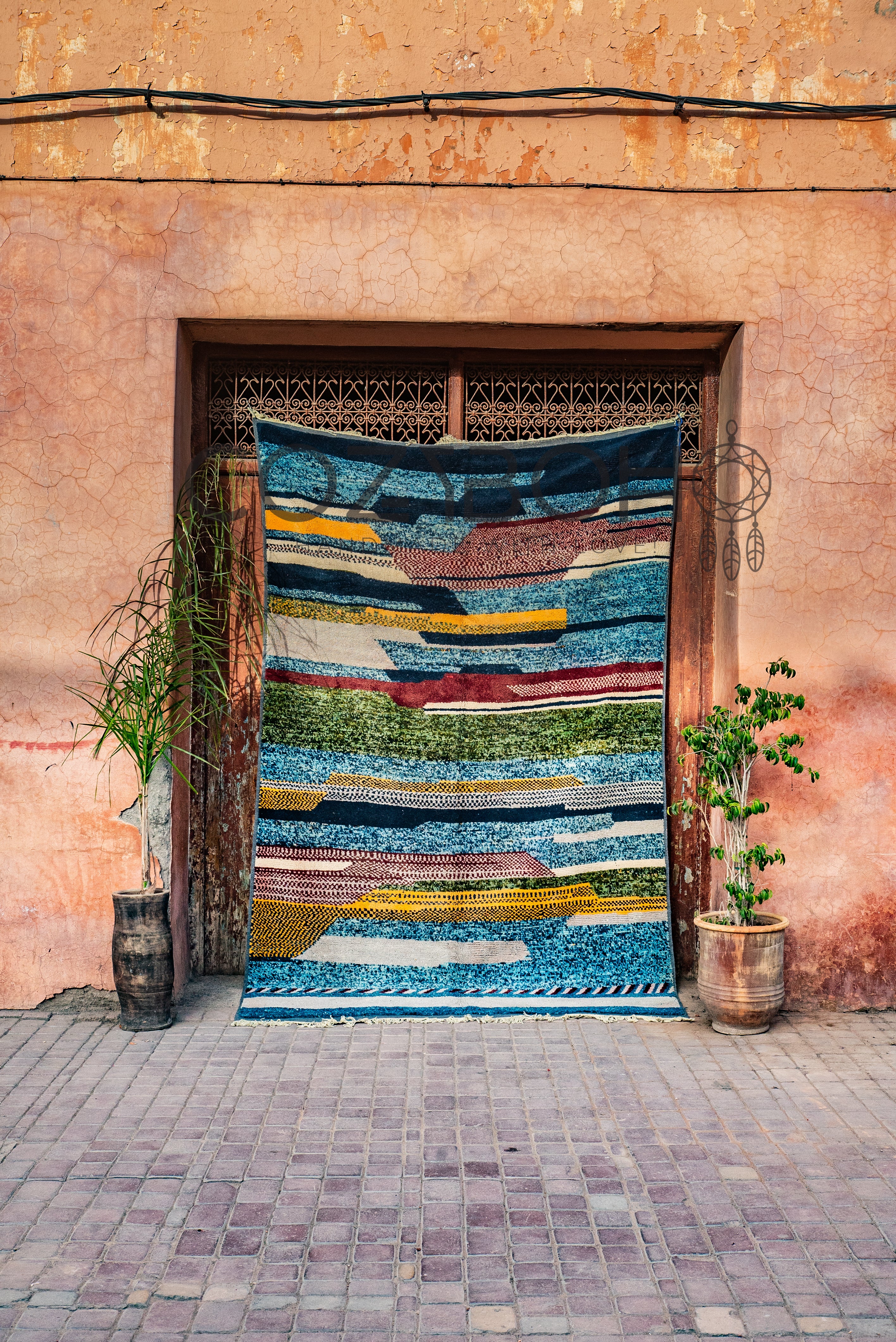 Vintage Moroccan Rug, Vintage Boujaad Rug, 6.39 x 9.84 ft