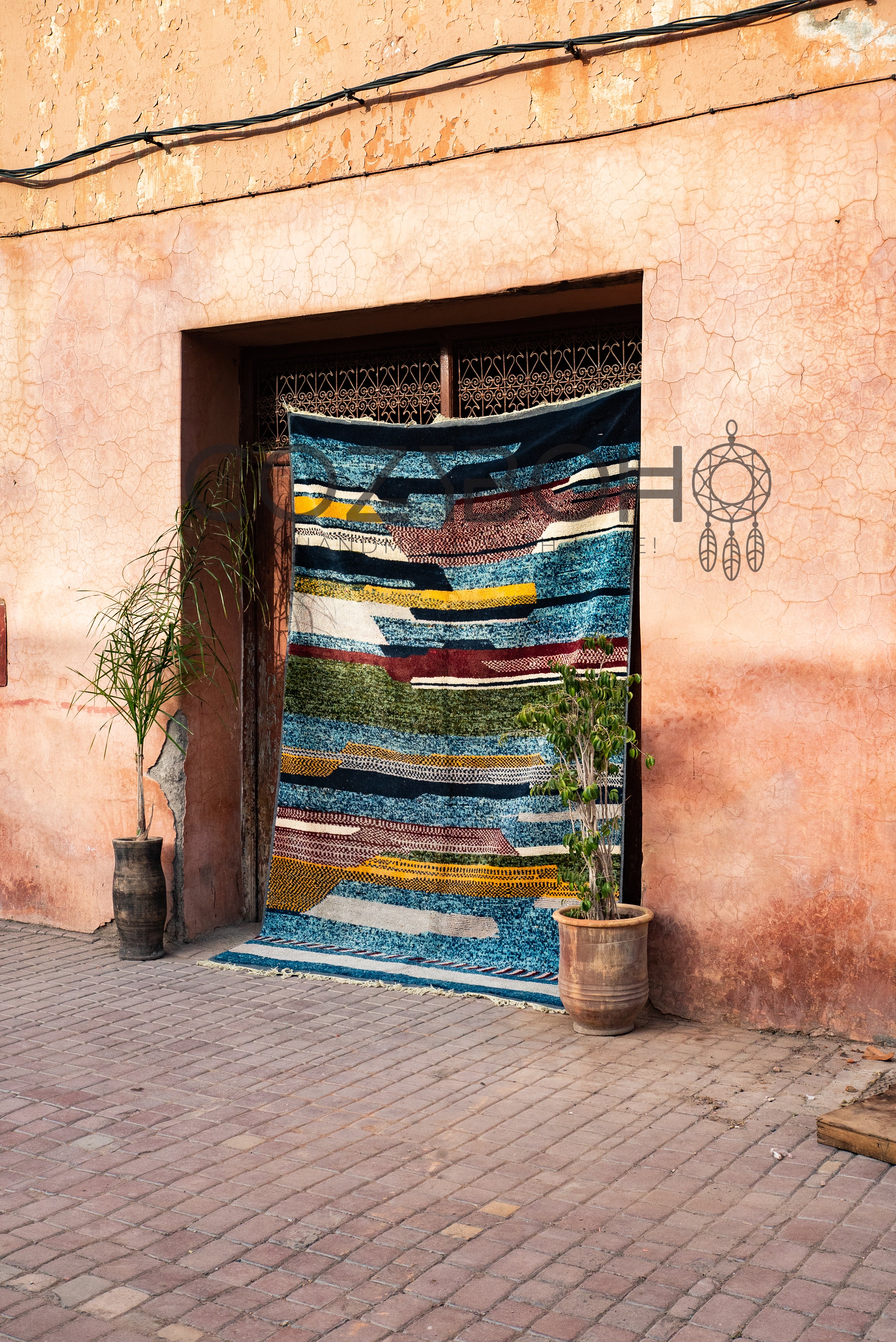 Vintage Moroccan Rug, Vintage Boujaad Rug, 6.39 x 9.84 ft