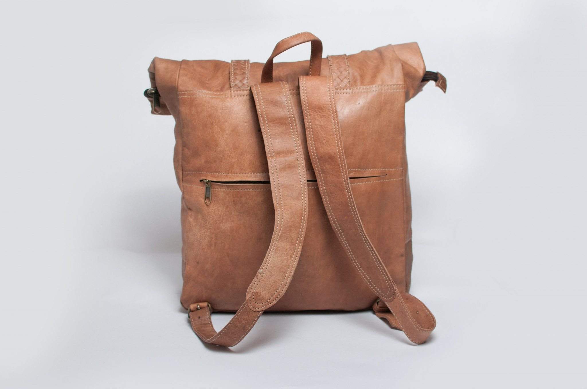 CozyBoho™ Leather Roll Top Backpack