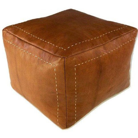 CozyBoho™ Moroccan Square Leather Pouf