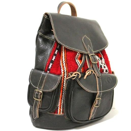 CozyBoho™ Leather Backpack With Kilim