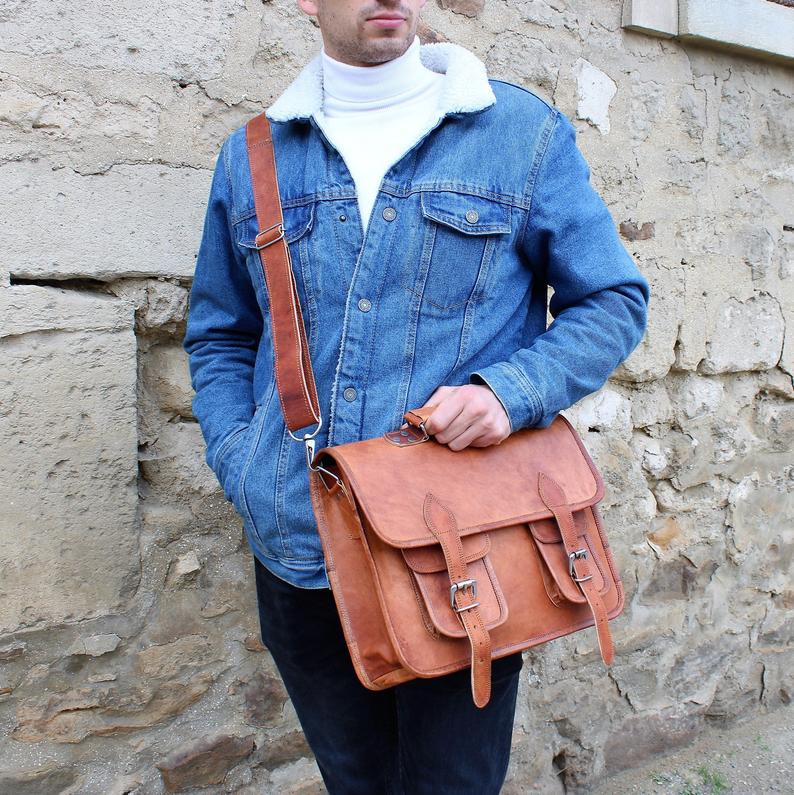 CozyBoho™  Men's leather messenger bag