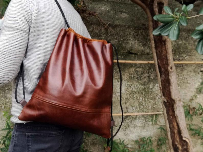 CozyBoho™ Leather Drawstring Bag
