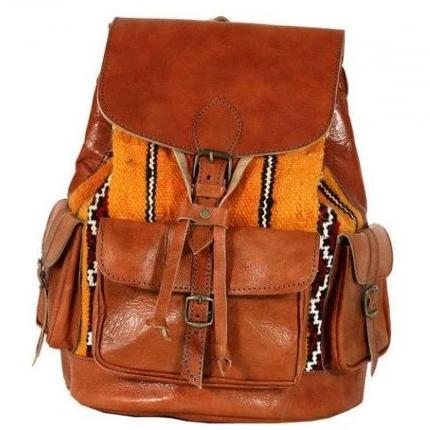 CozyBoho™ Handmade Backpack With Kilim Brown